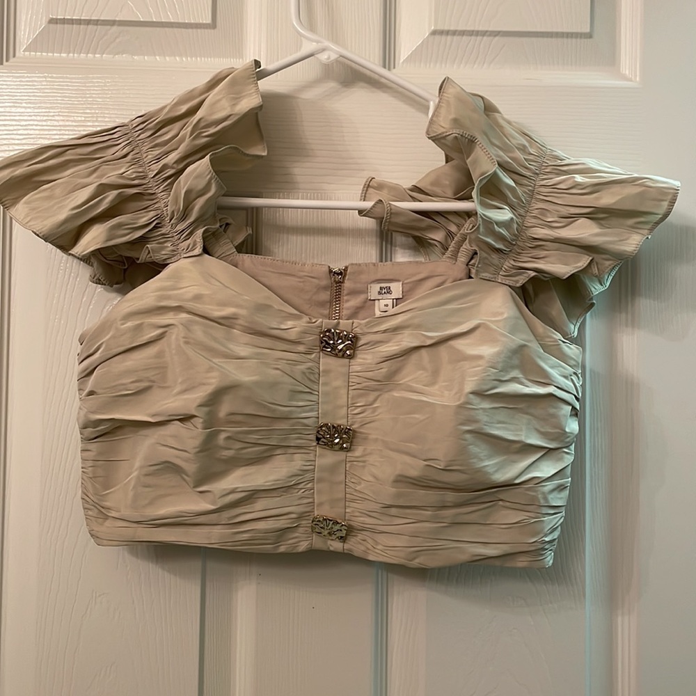 Cropped Ruffle Sleeve Top - Picture 6 of 6